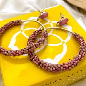 Kendra Scott Russel Frontal Agate Atone Beaded Hoop Earrings